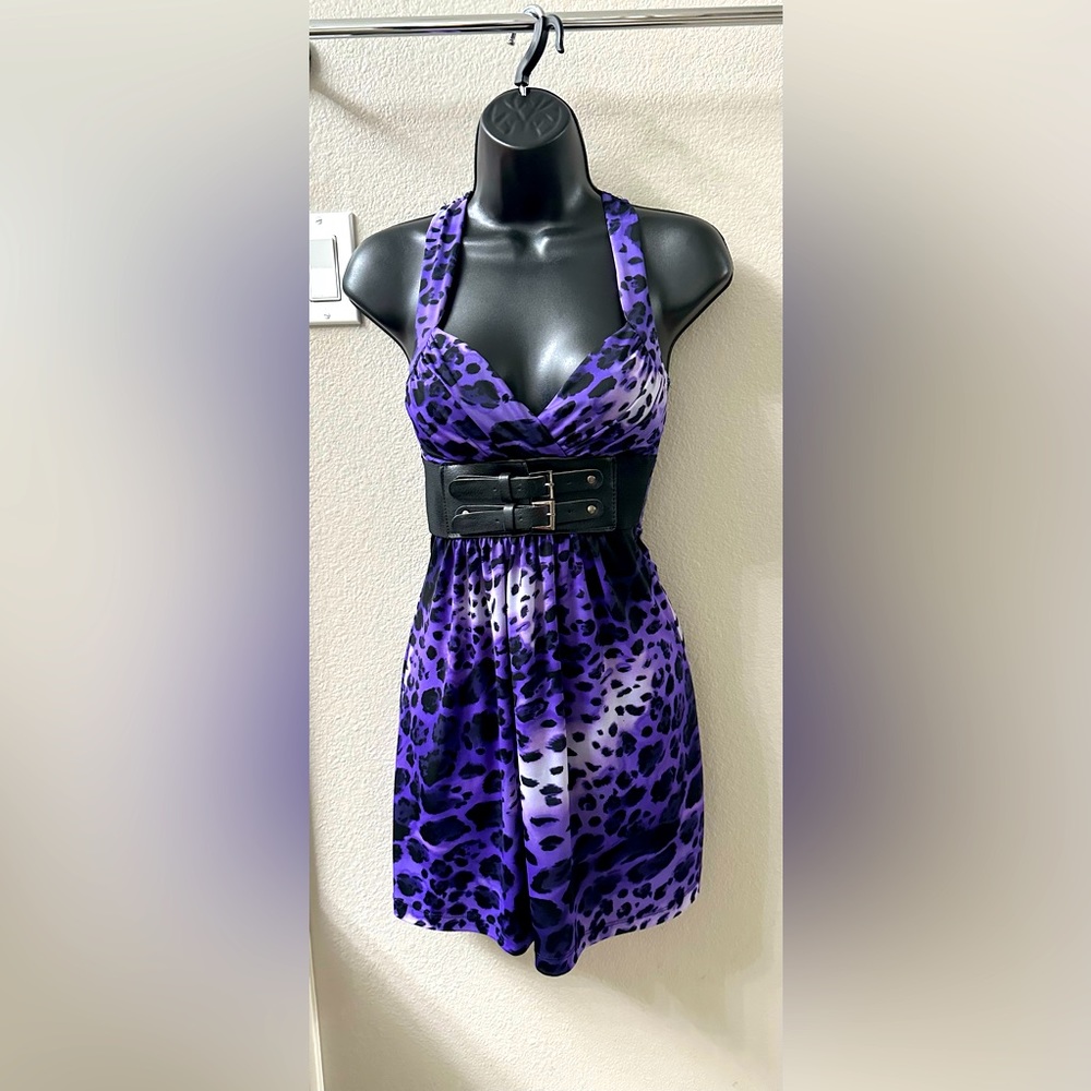 Worn once - purple and black mini dress